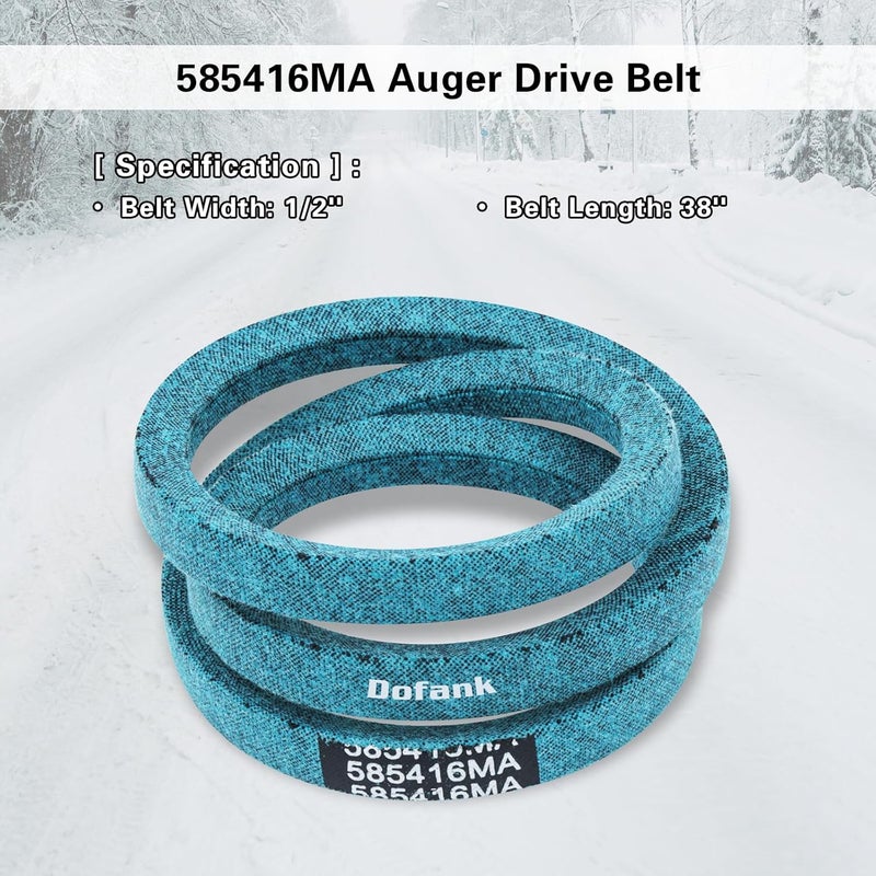 Dofank 585416MA Auger Drive Belt Kevlar for Craftsman, Murray Dual Stage Snow Thrower, Replaces Craftsman/Murray 585416, 585416MA Belt - 1/2" x 38" - Image 2